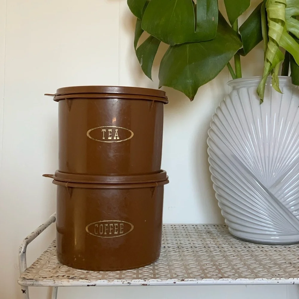 Vintage Tupperware tea and coffee canister set made in Canada - Picture 1 of 7